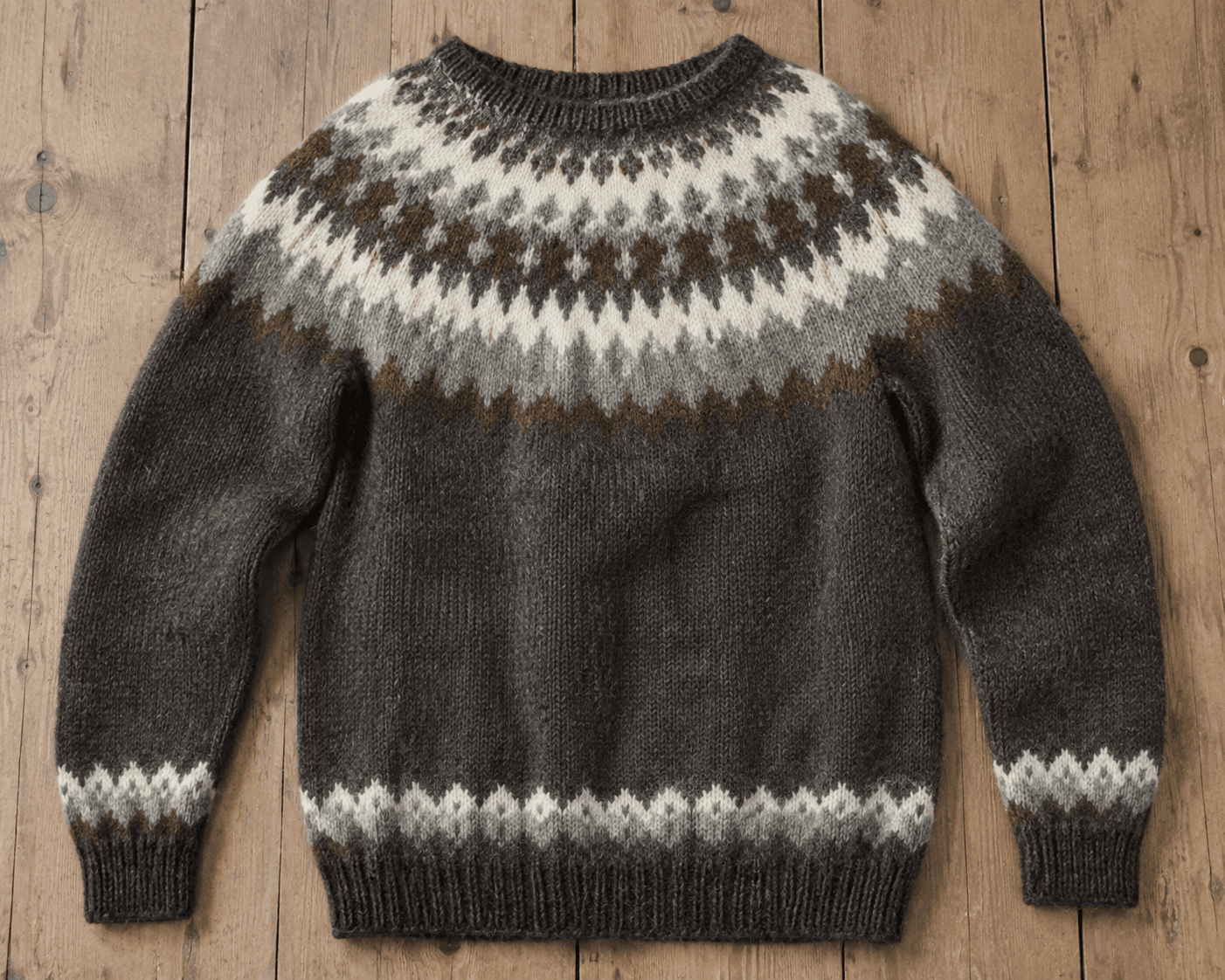 Vintage islandsk sweater i uld - str. L